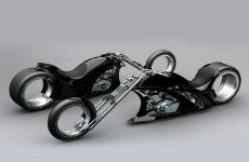 Two black custom motorcycles